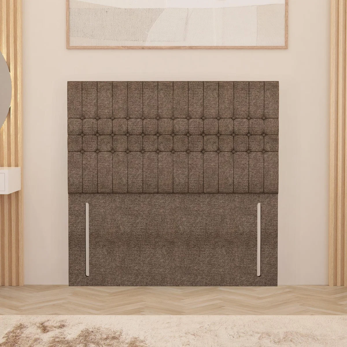 Lexington Tweed Fabric 54" Floor Standing Upholstered Headboard - Coffee / King