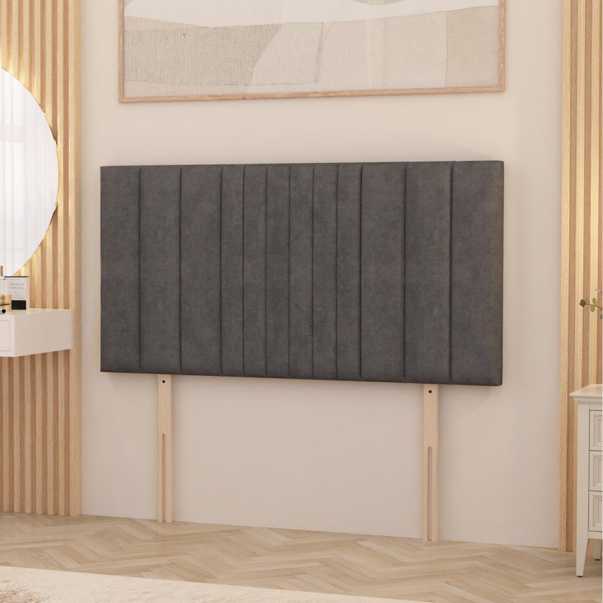 Arizona Plush Velvet 32" Floor Standing Upholstered Headboard - Charcoal / Single