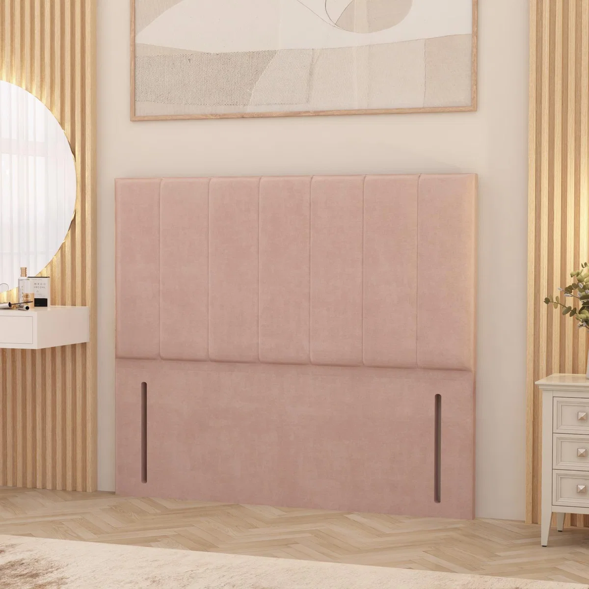 Austin Plush Velvet 54" Floor Standing Upholstered Headboard - Pink / Double