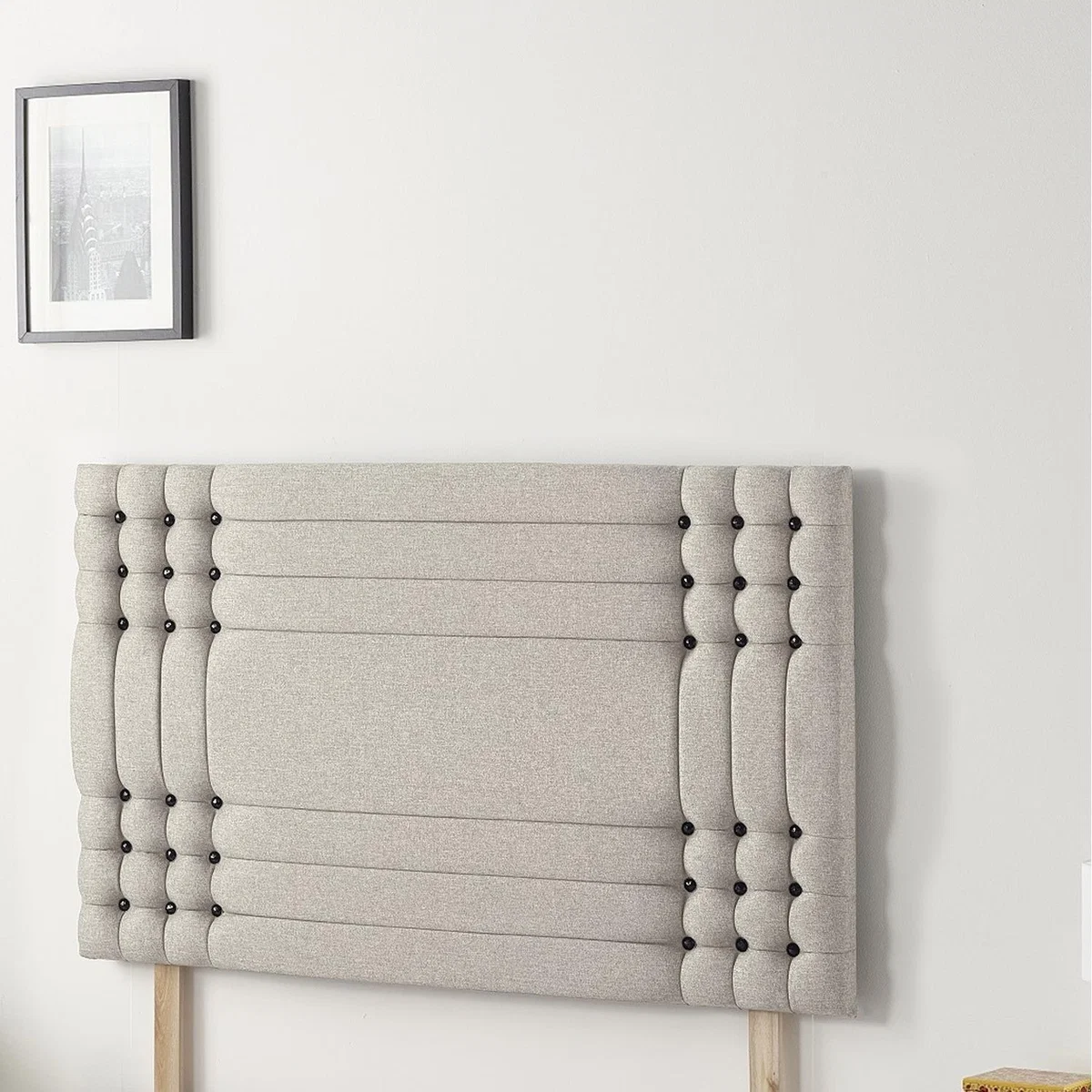 Saville Plush Velvet 32" Floor Standing Upholstered Headboard - Silver / Double
