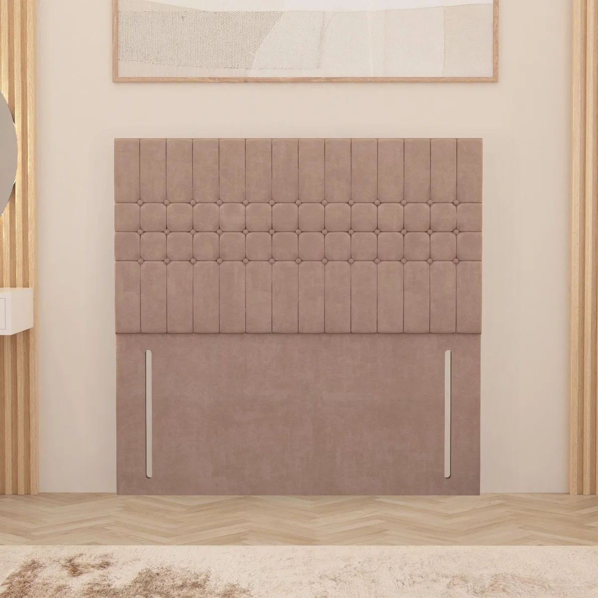 Lexington Plush Velvet 54" Floor Standing Upholstered Headboard - Pink / Small Double
