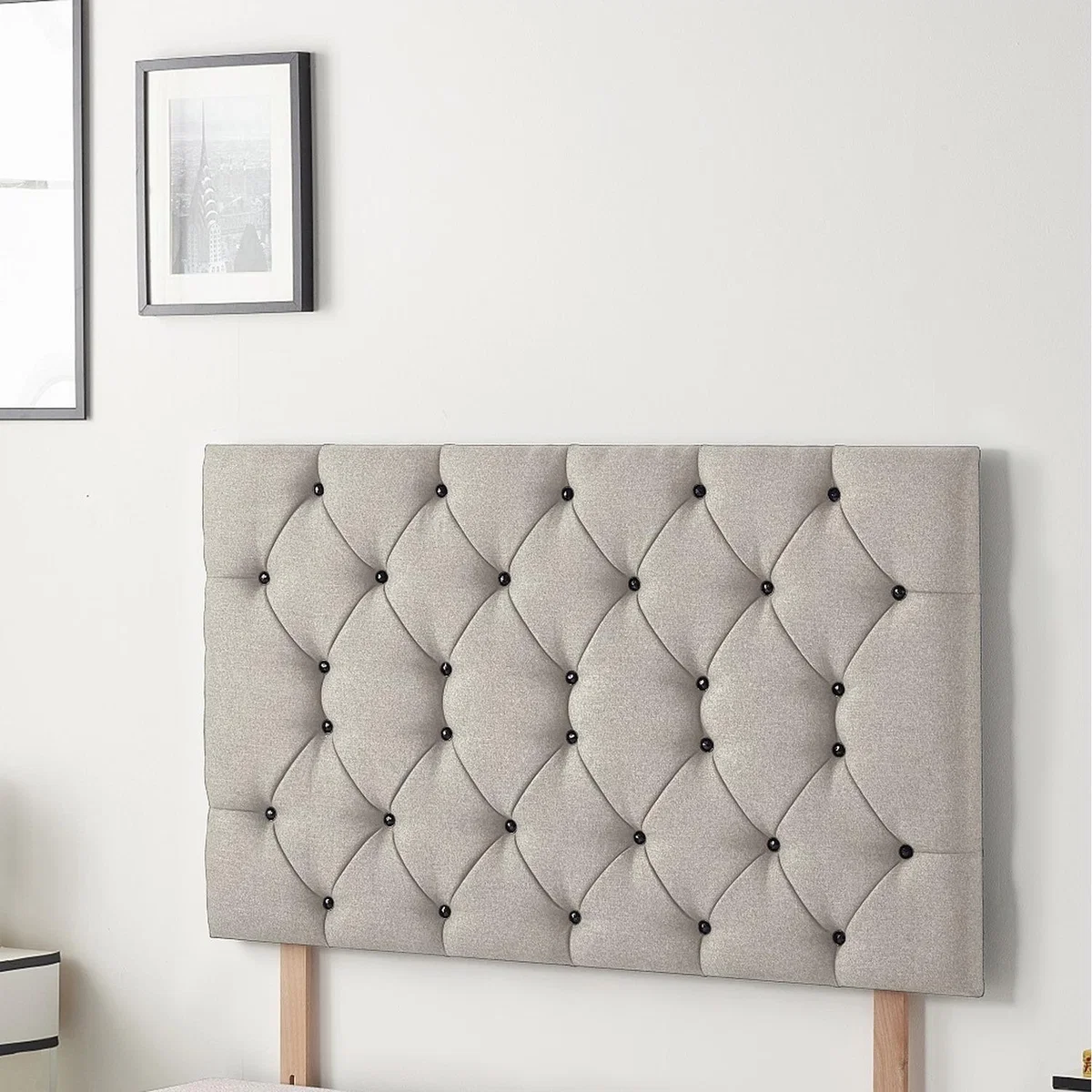 Savoy Plush Velvet 32" Floor Standing Upholstered Headboard - Silver / Double