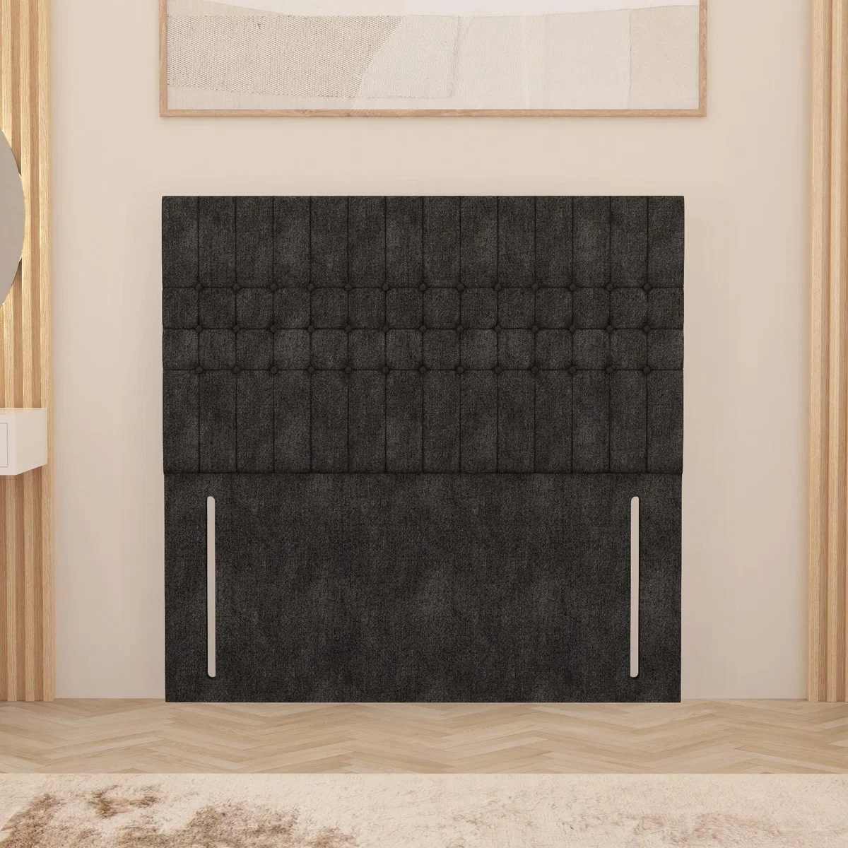 Lexington Tweed Fabric 54" Floor Standing Upholstered Headboard - Charcoal / King