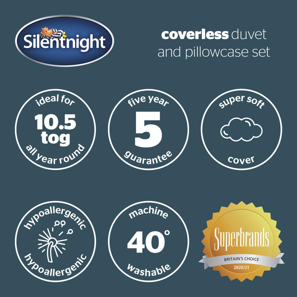 Silentnight Coverless 10.5Tog Navy Duvet &Pillowcase- Double – image 10