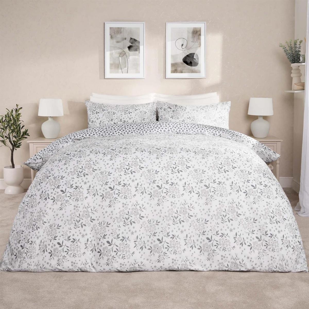 Ditsy Floral Print Duvet Set - Grey / Double – image 5