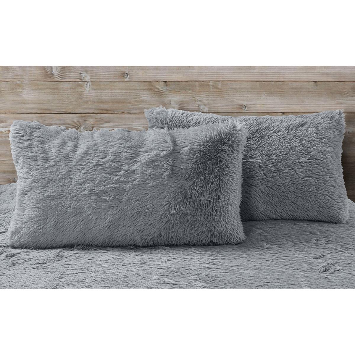 Alaska Silver Thermal Plush Fluffy Faux Fur Duvet Set - Silver / Double – image 2