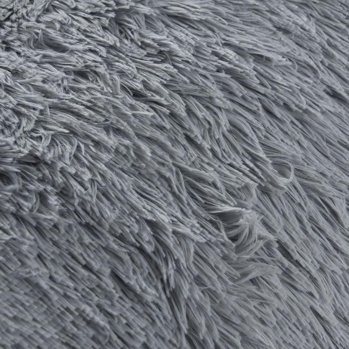 Alaska Silver Thermal Plush Fluffy Faux Fur Duvet Set - Silver / Double – image 3