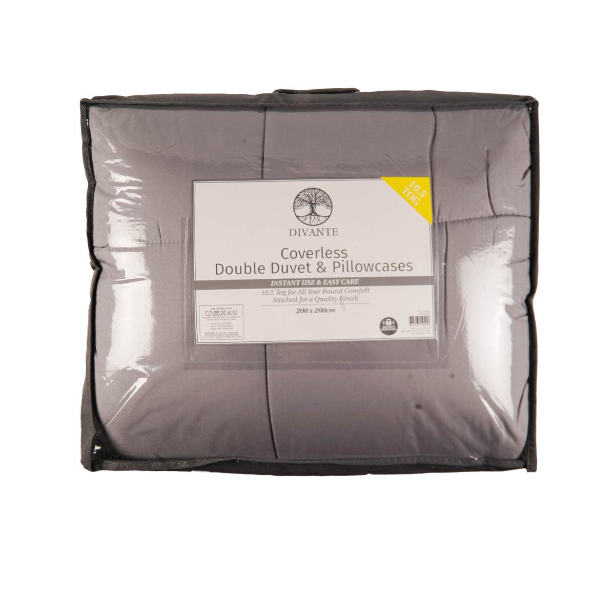Coverless 10.5Tog Duvet and Pillowcase Set - Grey / Double – image 2