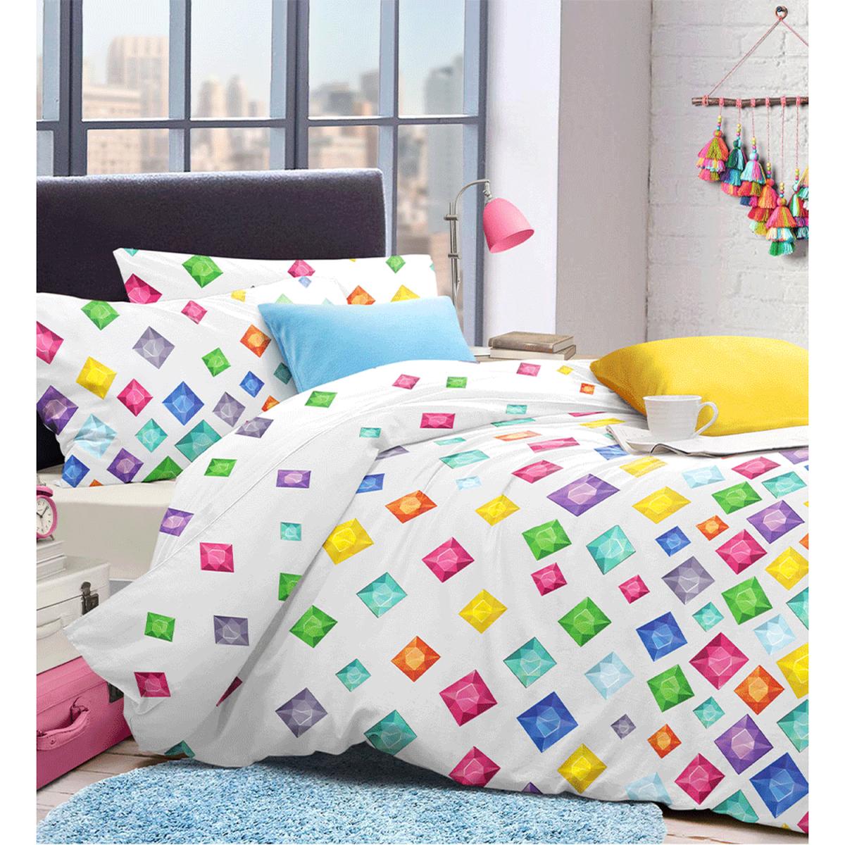 Pretty Falling Jewels Gems Duvet Set - White / Double – image 2