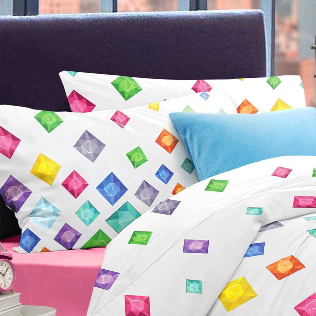 Pretty Falling Jewels Gems Duvet Set - White / Double – image 3