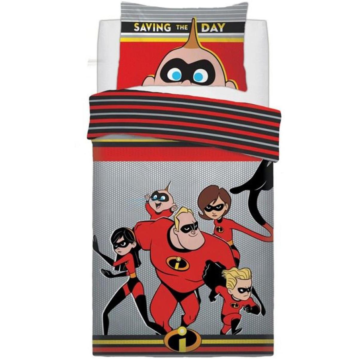 Reversible Action Duvet Quilt Cover with Pillowcase Bedding Set - Red / Double – image 2