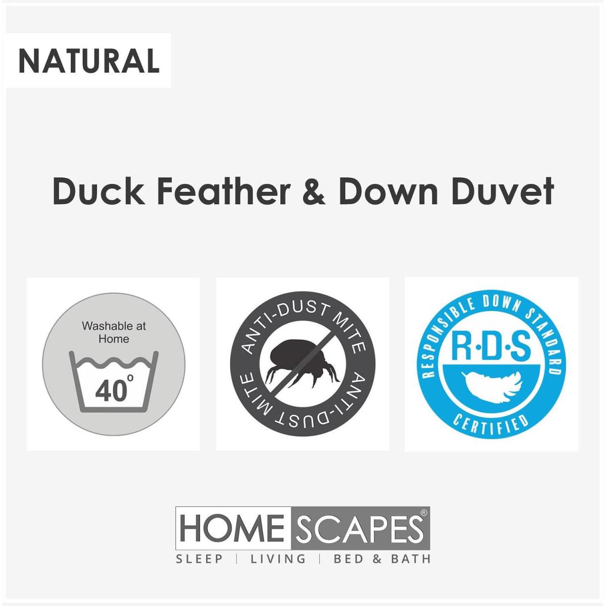 Homescapes Duck Feather and Down Duvet - White / Double / 13.5 – image 6