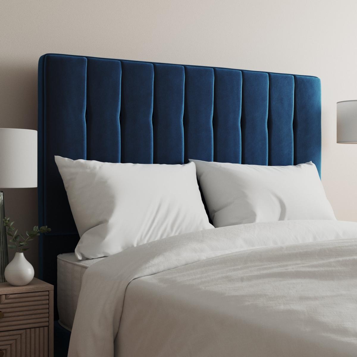 Velvet Double Tansden Headboard Navy Blue – image 1