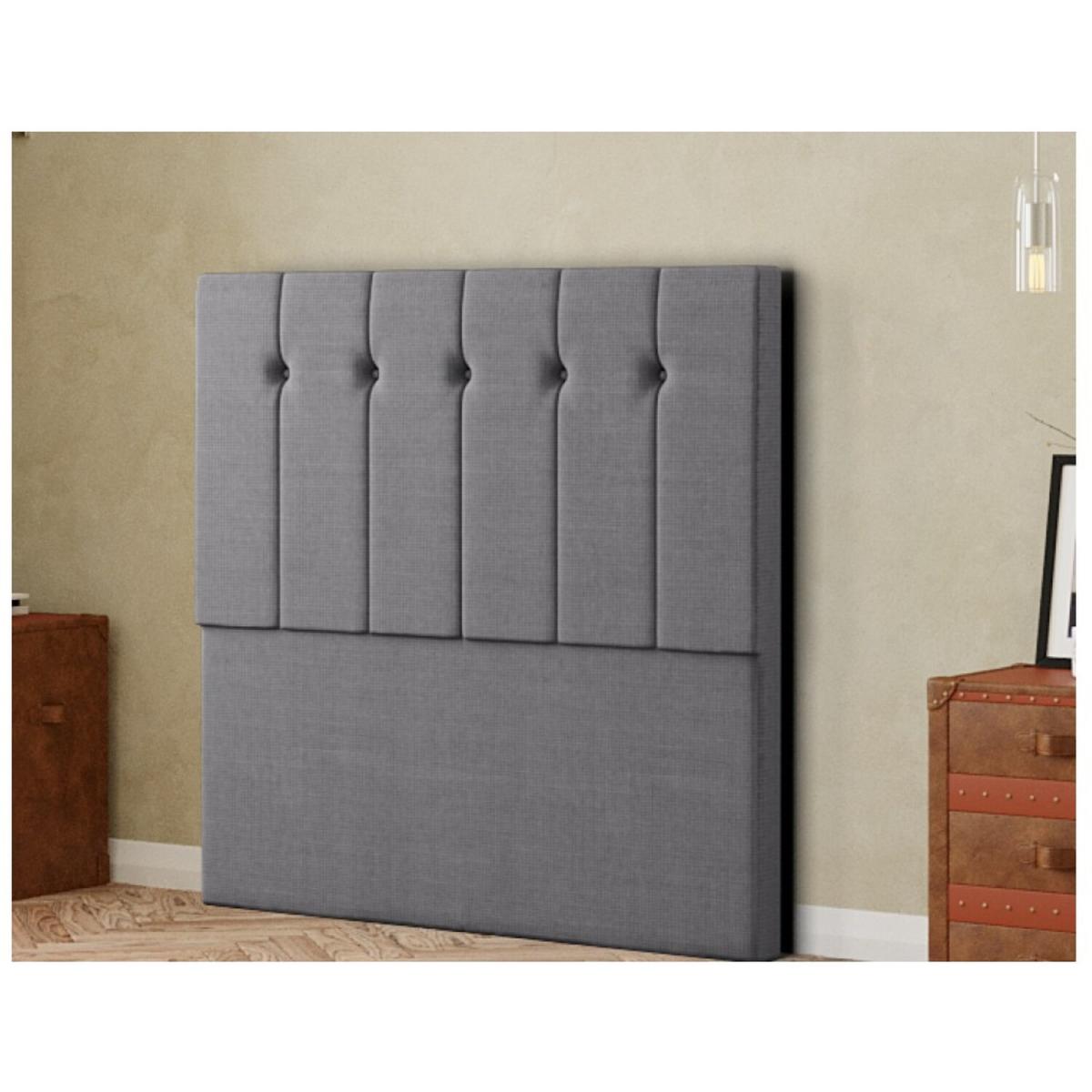 Highland Headboard Floor Standing  Matching Buttons Linen - Grey / Double – image 2