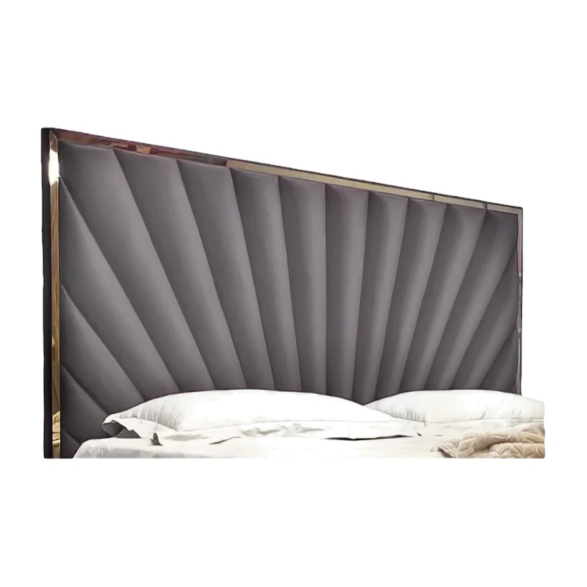 Sunrise Bezel Luxury Headboard - Steel grey / Double