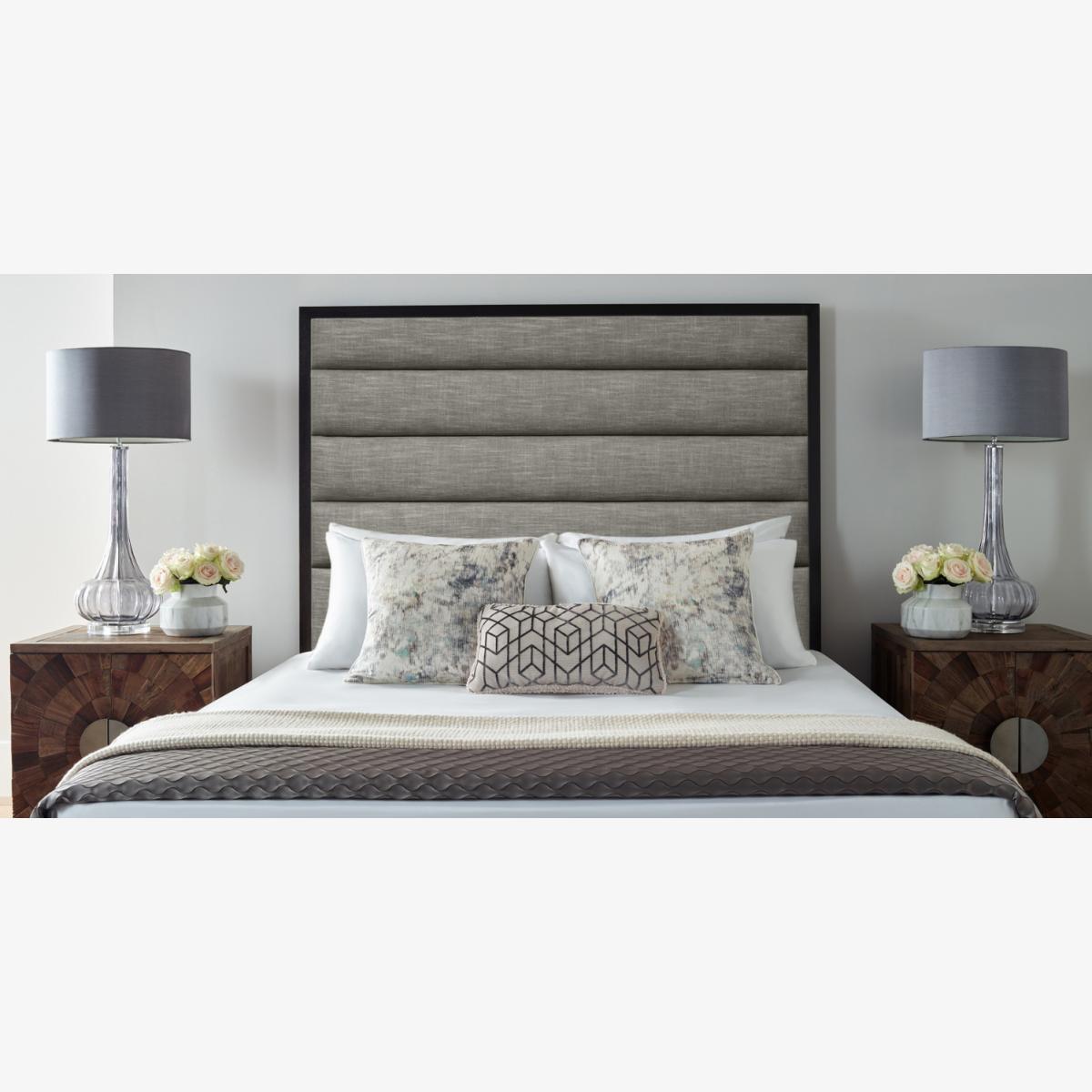 Leyton 54 inch Floorstanding Headboard Plush Velvet - Grey / Double