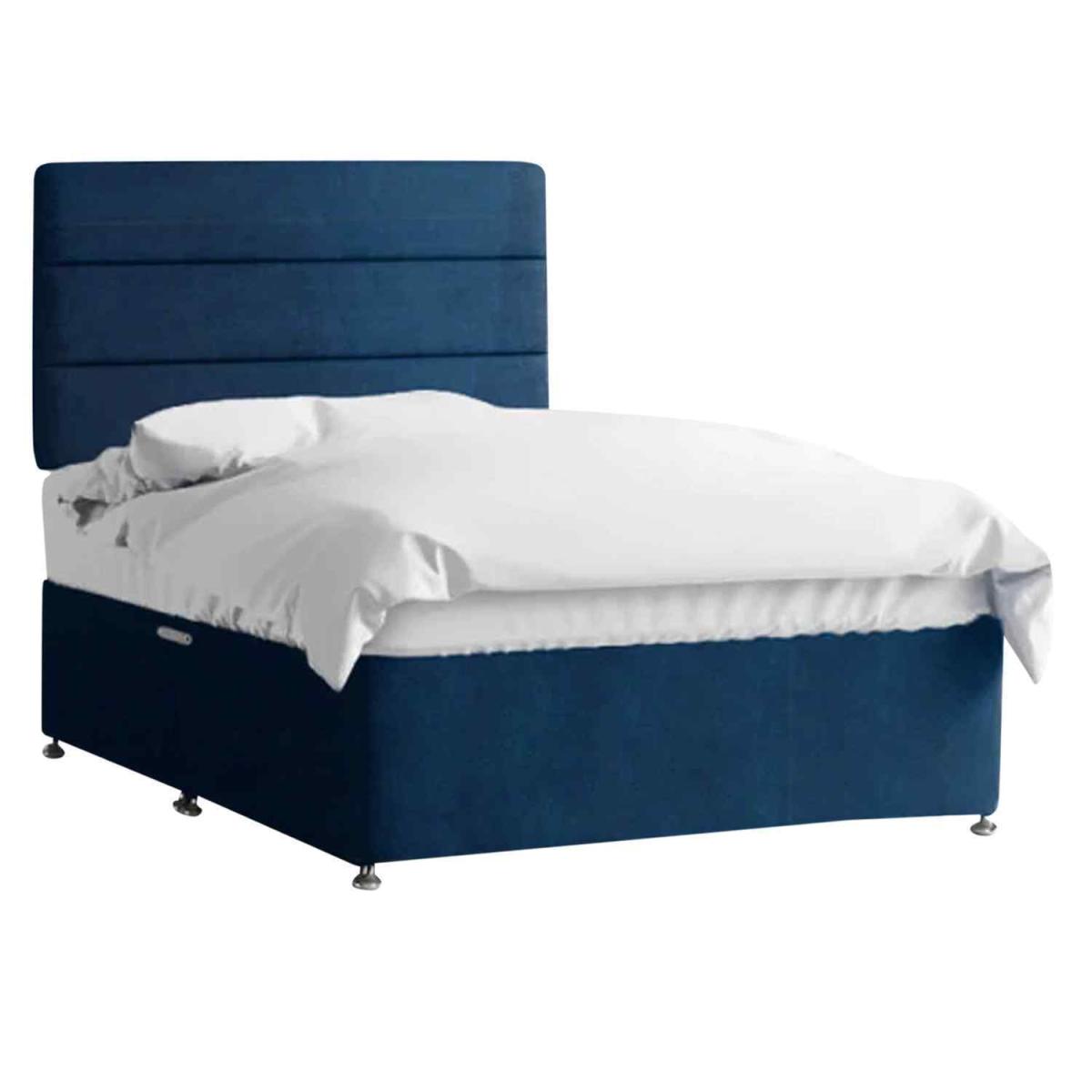 Harmony Divan Bed Set with Tall Headboard Mattress-Plush, 2 Drawers Right Side - Blue / Double – image 2