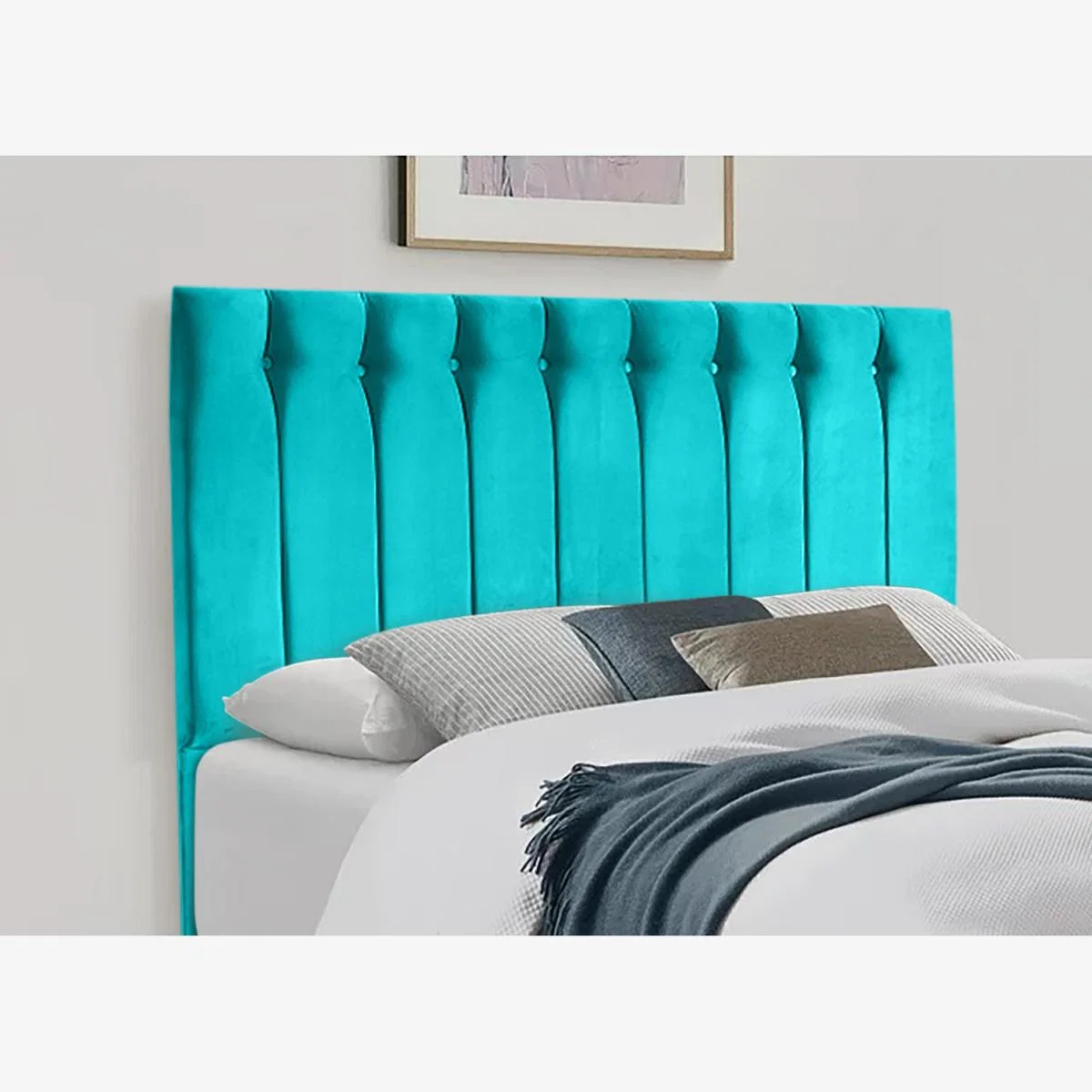 Genie 54 inch Floorstanding Headboard Plush Velvet - Teal / Double