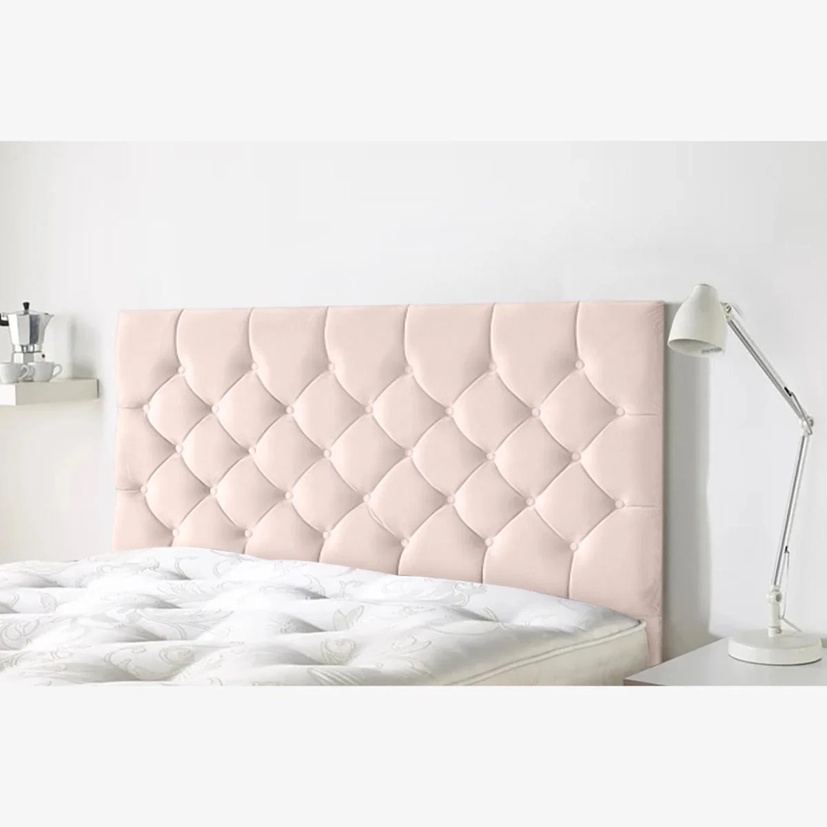Westminister 54 inch Floorstanding Headboard Plush Velvet - Blush / Double