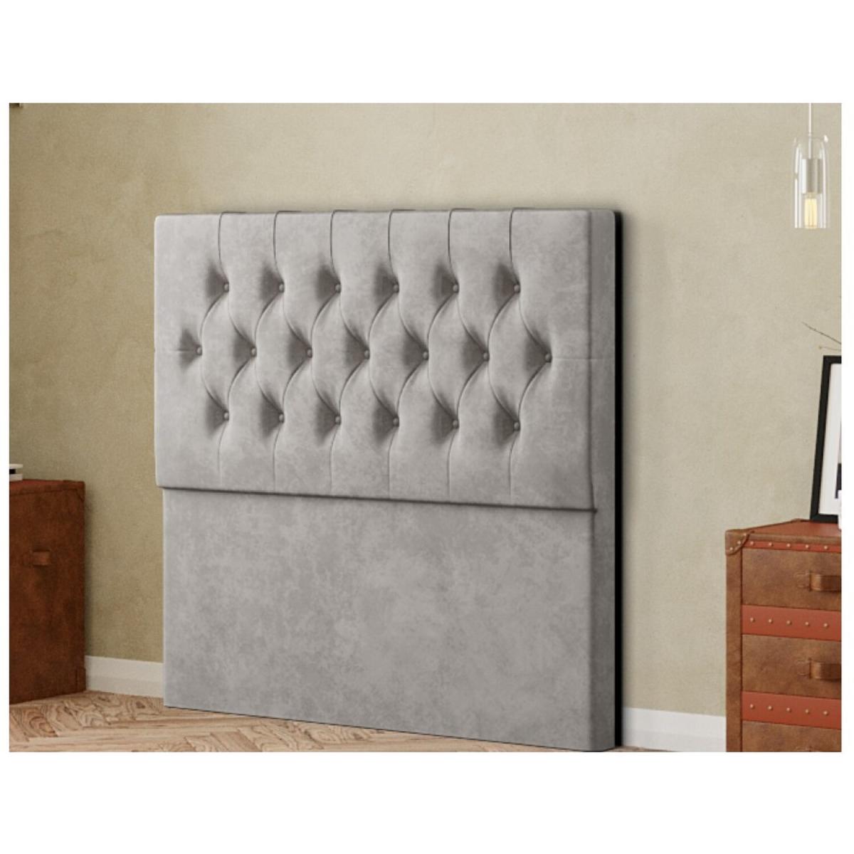Belgrave Headboard Floor Standing Matching Buttons Plush - Silver / Double – image 2