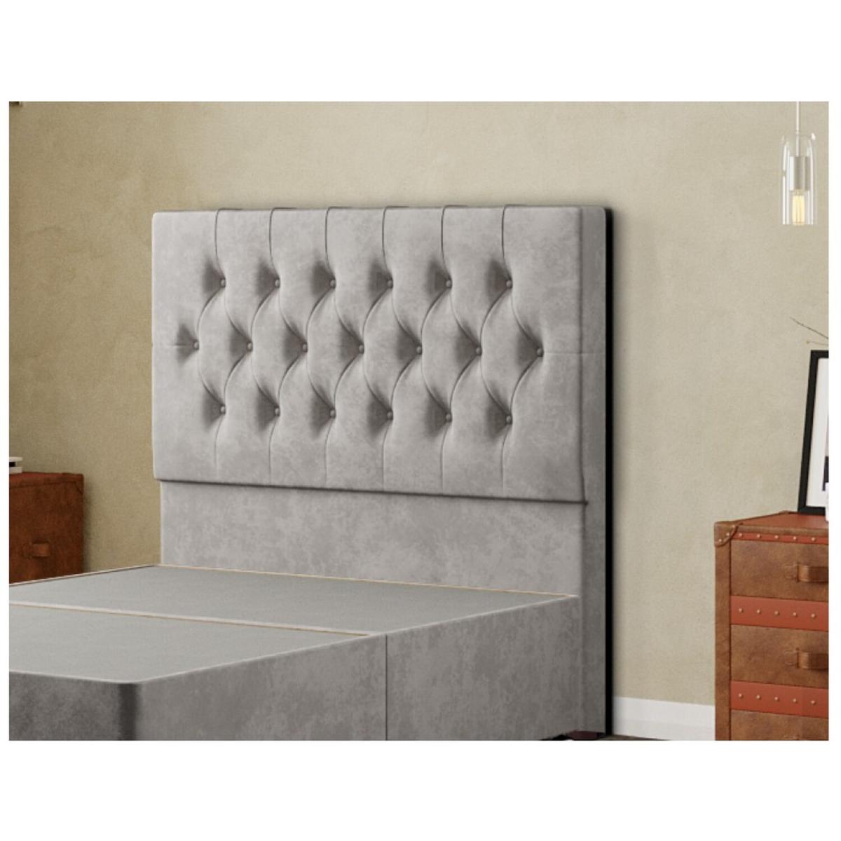 Belgrave Headboard Floor Standing Matching Buttons Plush - Silver / Double – image 3