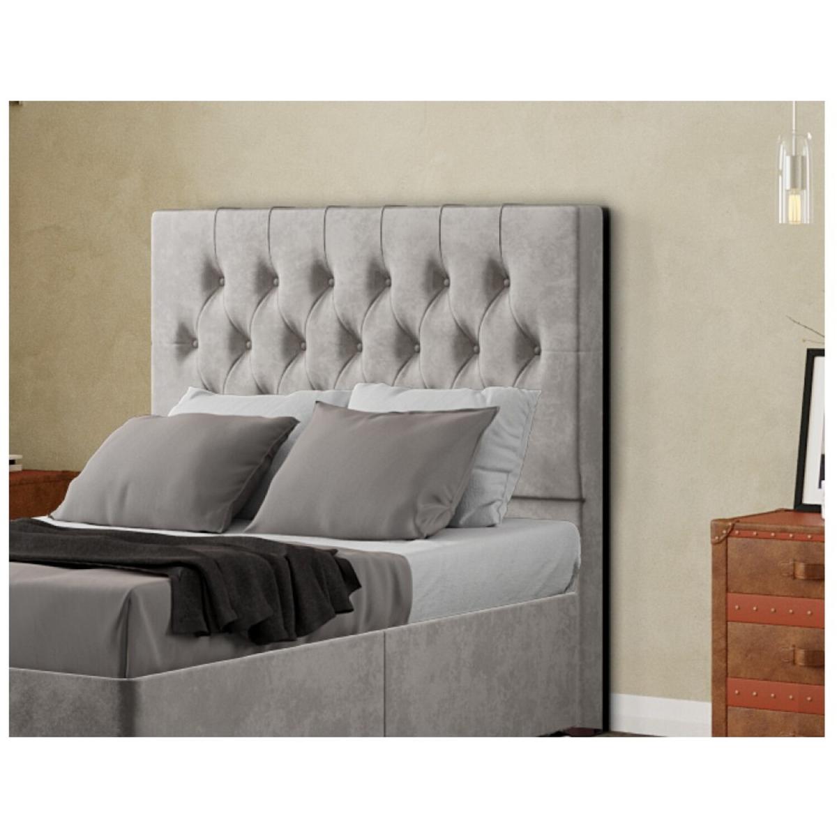 Belgrave Headboard Floor Standing Matching Buttons Plush - Silver / Double – image 4