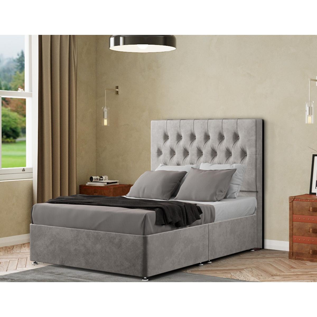 Belgrave Headboard Floor Standing Matching Buttons Plush - Silver / Double – image 5