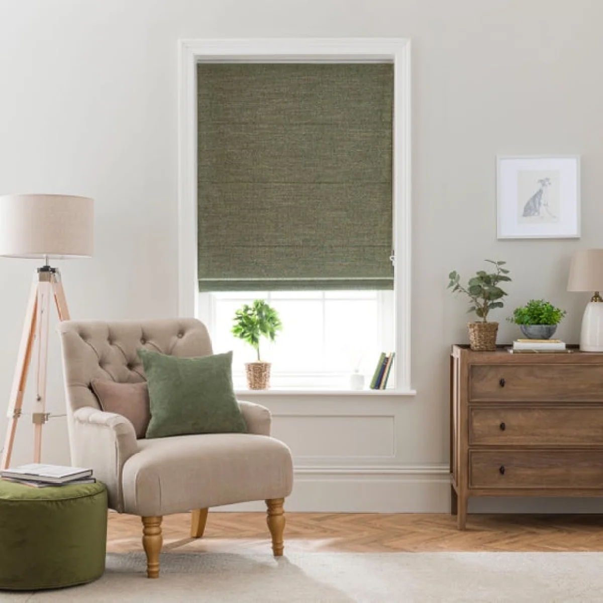 Swithland Herringbone Olive Roman Blind Olive – image 1