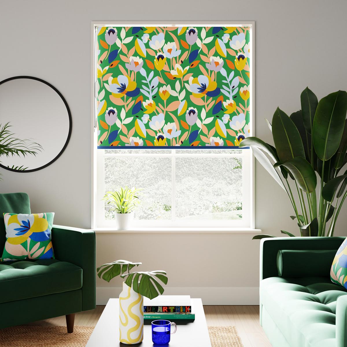 Elements Fieldsley Floral Green Blackout Roller Blind Green – image 1