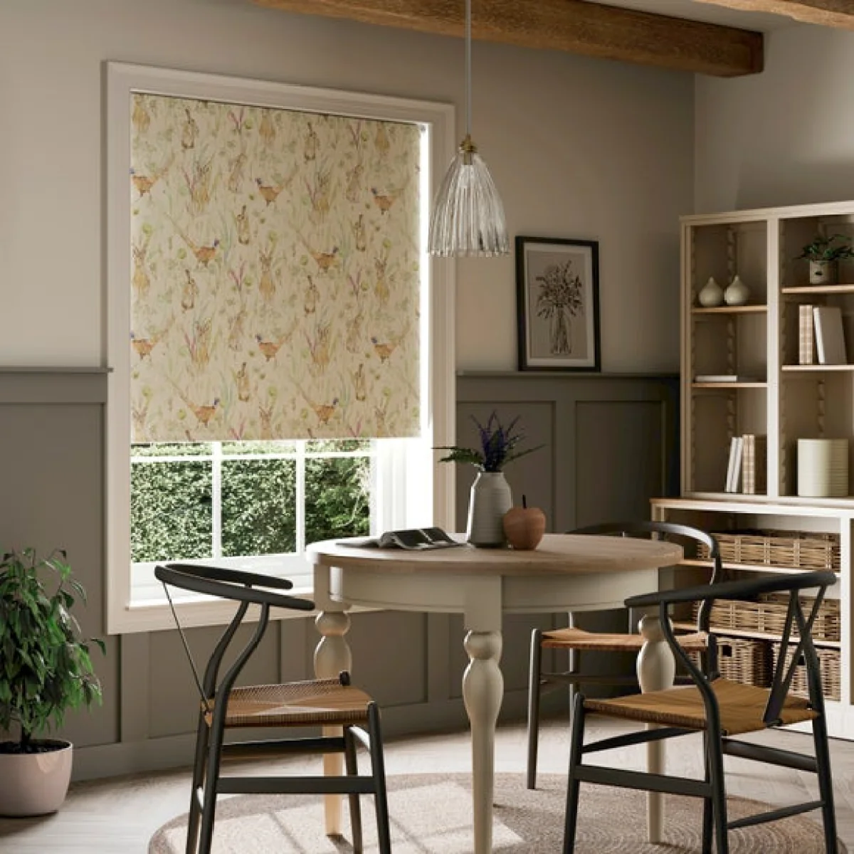Hare and Pheasant Blackout Roller Blind – image 1