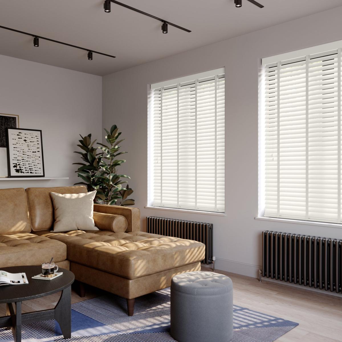 Made To Measure 50mm Slats Room Darkening White Taped Venetian Blind White – image 3