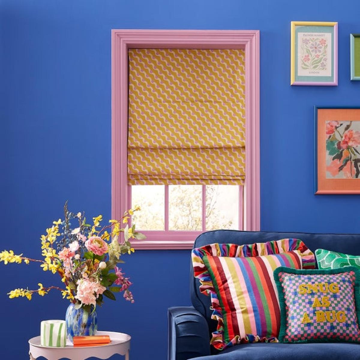 Sophie Robinson Wiggle Dot Diagonal Stripe Blackout Roman Blind – image 1
