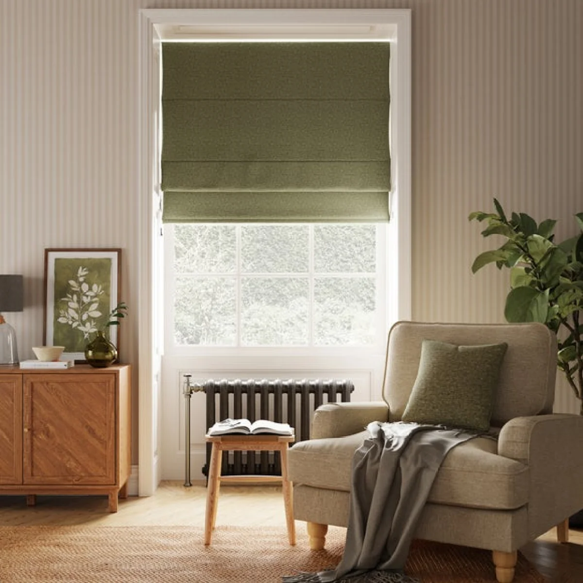 Luna Olive Blackout Roman Blind Olive – image 1