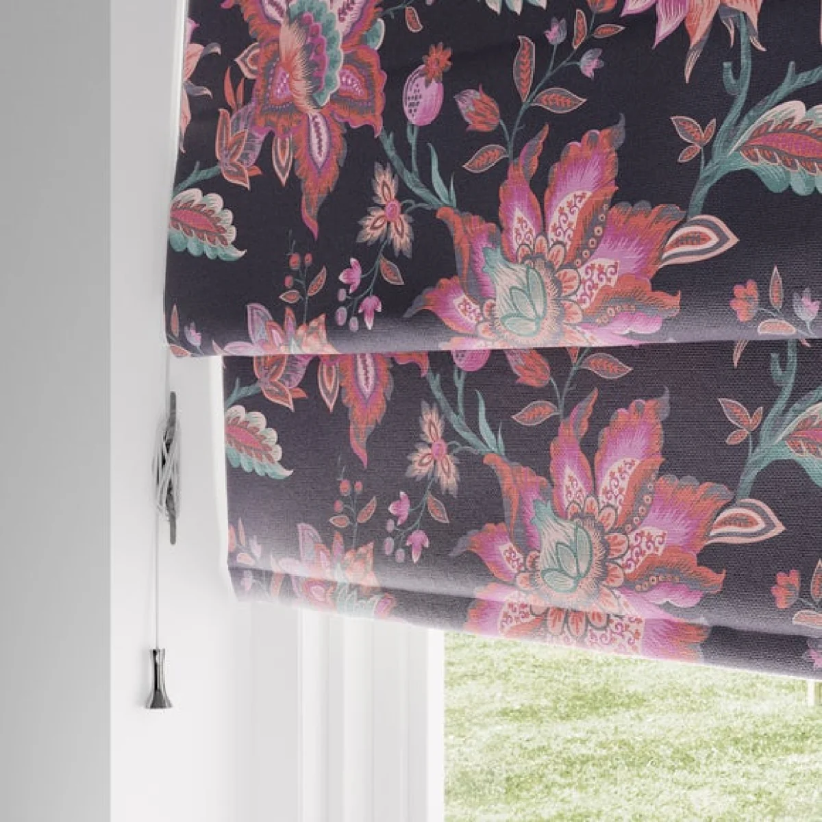 Jacobean Fuchsia Blackout Roman Blind Fuchsia – image 4