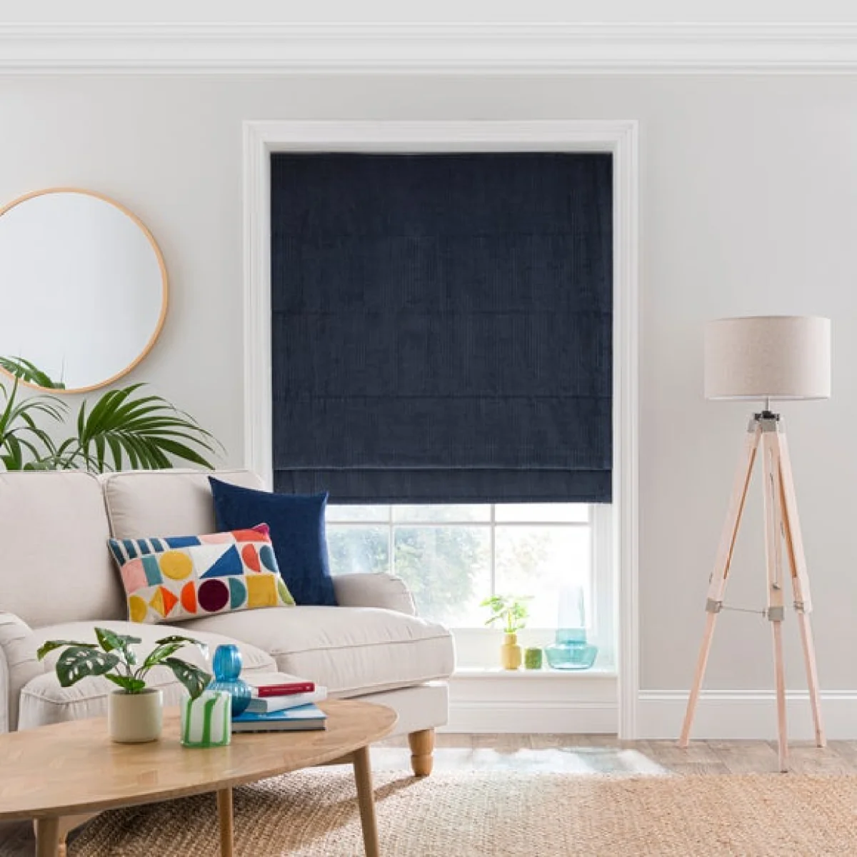 Corded Textured Navy Roman Blind Navy (Blue) – image 1