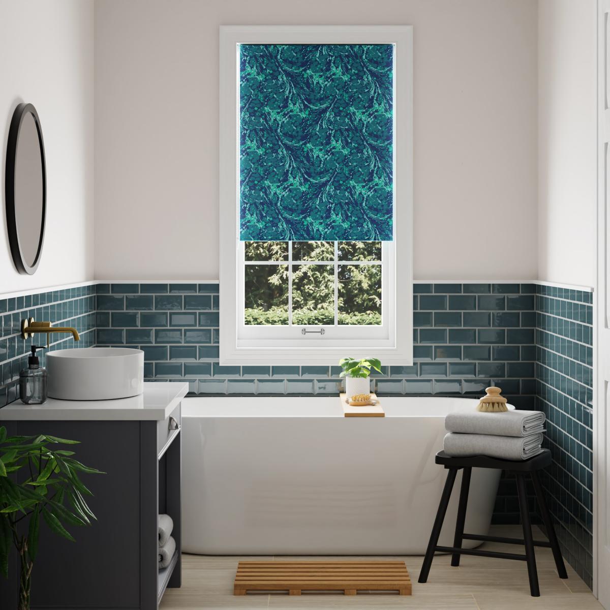 Marbling Blackout Roller Blind Blue – image 1