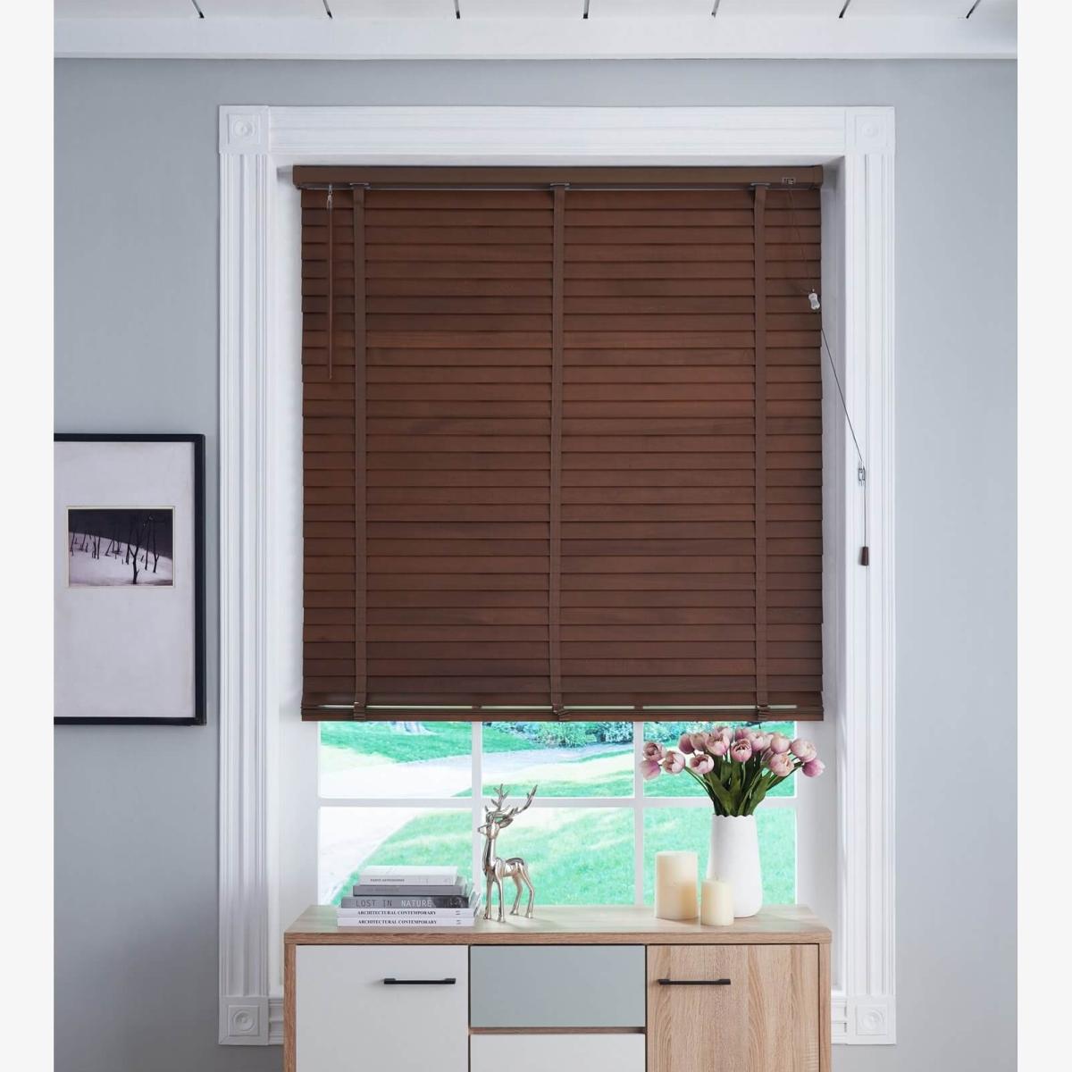 50mm Wood Venetian Blind - Walnut - 100x130cm – image 1