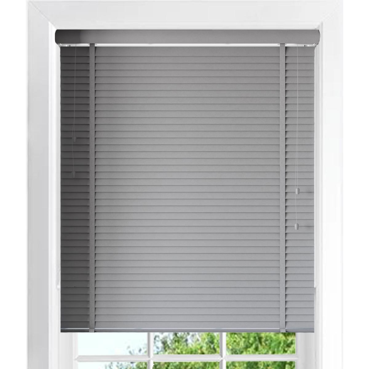 Grey 50mm Faux Wood Venetian Blind - 180x160cm – image 2