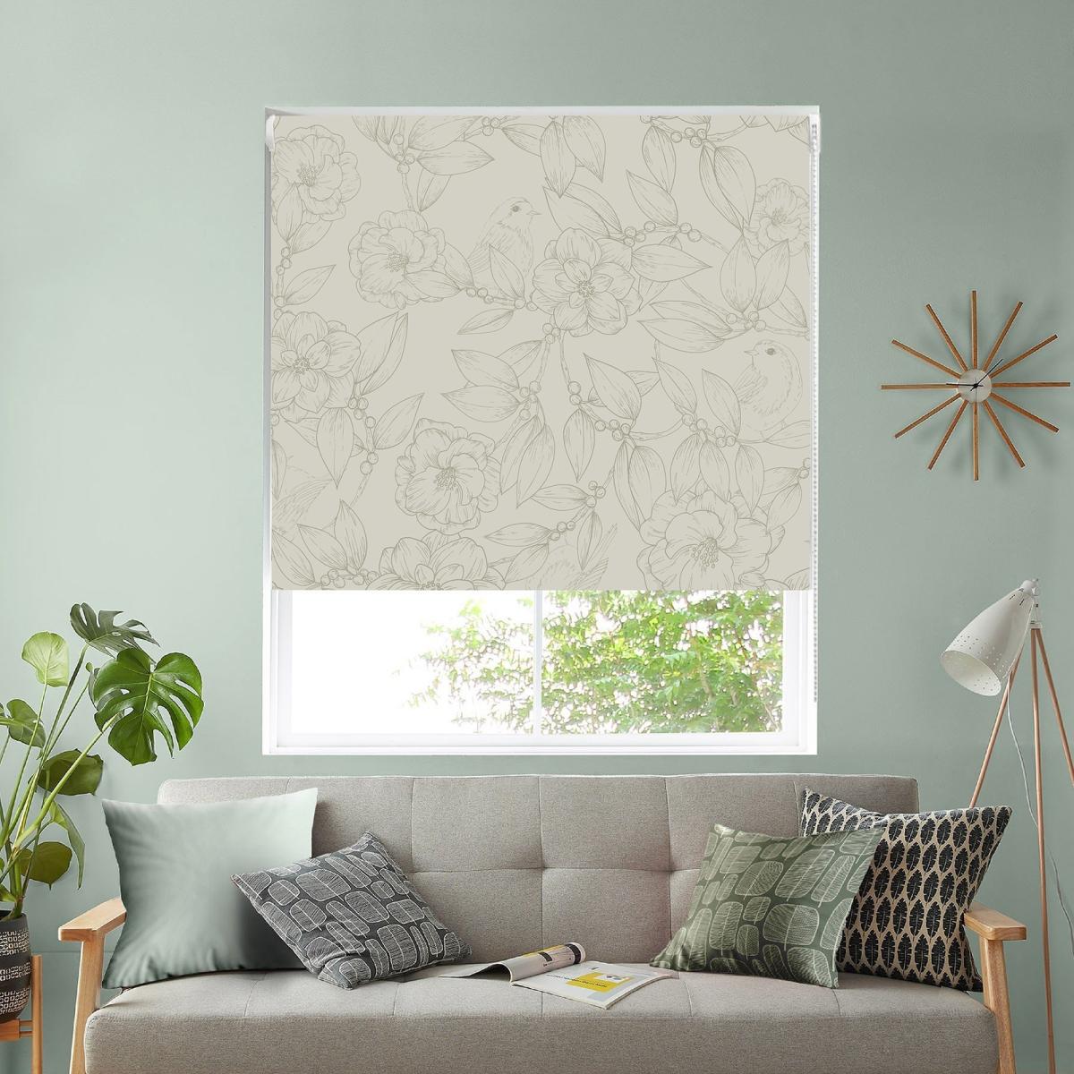 Lister Cartwright Sage Floral and Robin Design Blackout Blind - 180cm – image 1