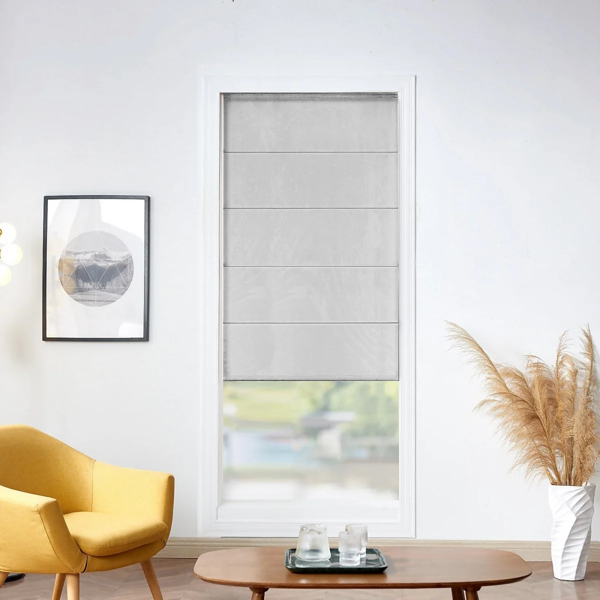 Roman Blind - Linen Look Grey - 70x140cm