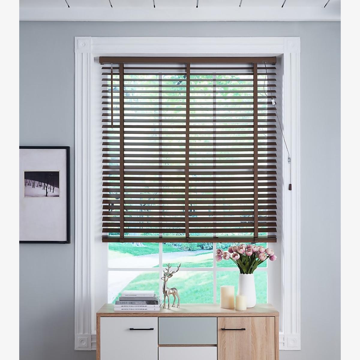 50mm Wood Venetian Blind - Walnut - 80x160cm – image 1