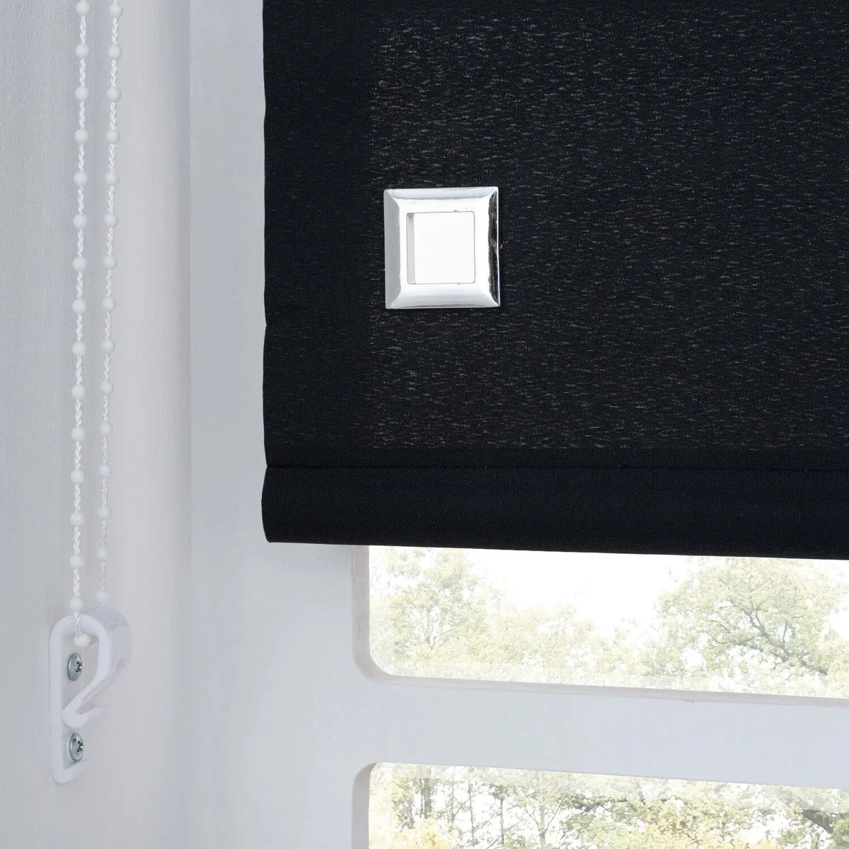A.Unique Home Premium Quality Trimmable Square Eyelet Window Roller Blind - BLACK / 150cm – image 1
