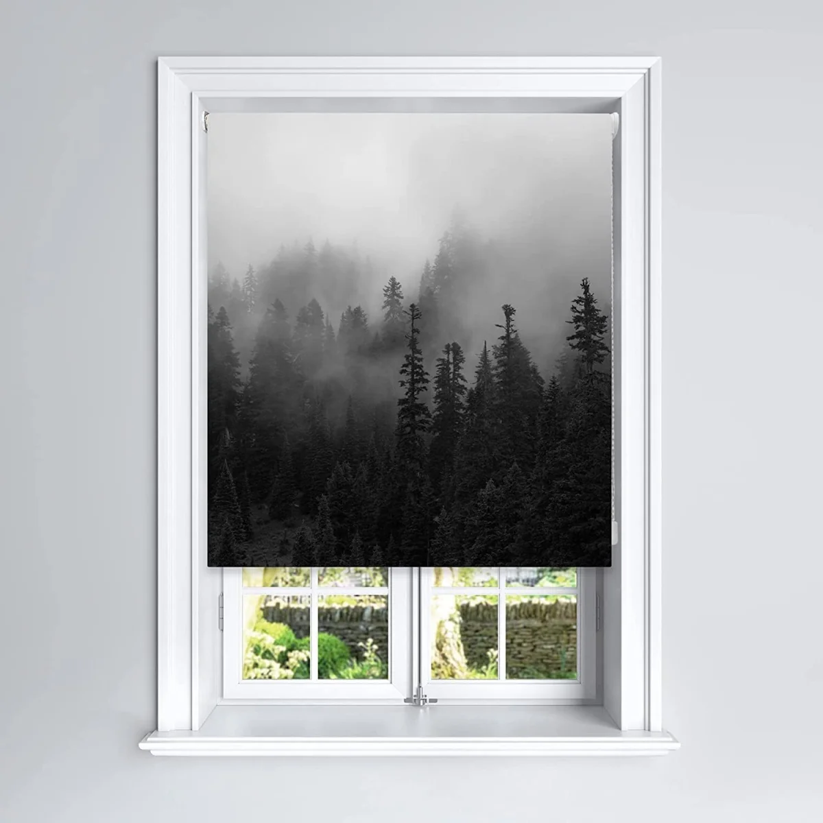 Misty Forest Blackout Roller Blinds Easy Fit Child Safety Included - White – image 1