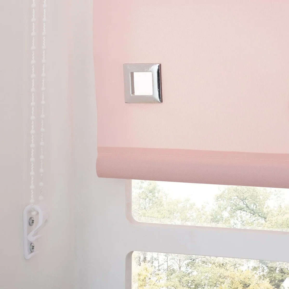 A.Unique Home Premium Quality Trimmable Square Eyelet Window Roller Blind - BLUSH PINK / 90cm – image 1