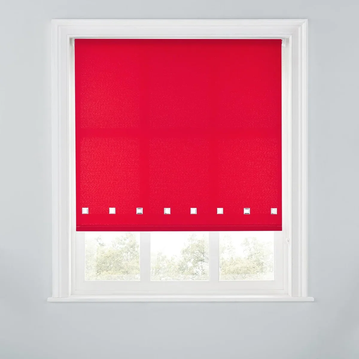 A.Unique Home Premium Quality Trimmable Square Eyelet Window Roller Blind - RED / 120cm – image 2