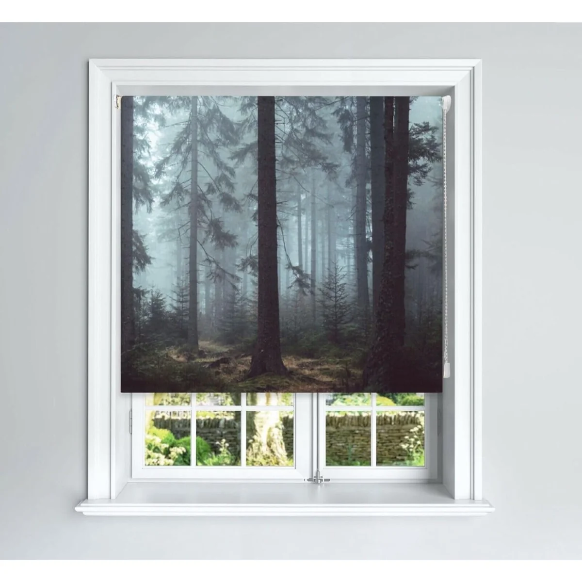 Foggy Woods Blackout Roller Blinds Easy Fit Child Safety Included - Green – image 3