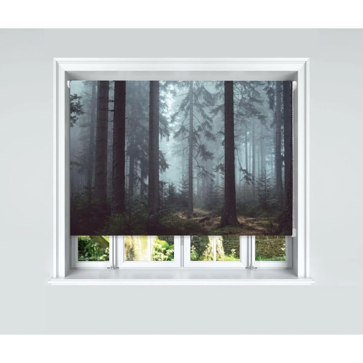 Foggy Woods Blackout Roller Blinds Easy Fit Child Safety Included - Green – image 7