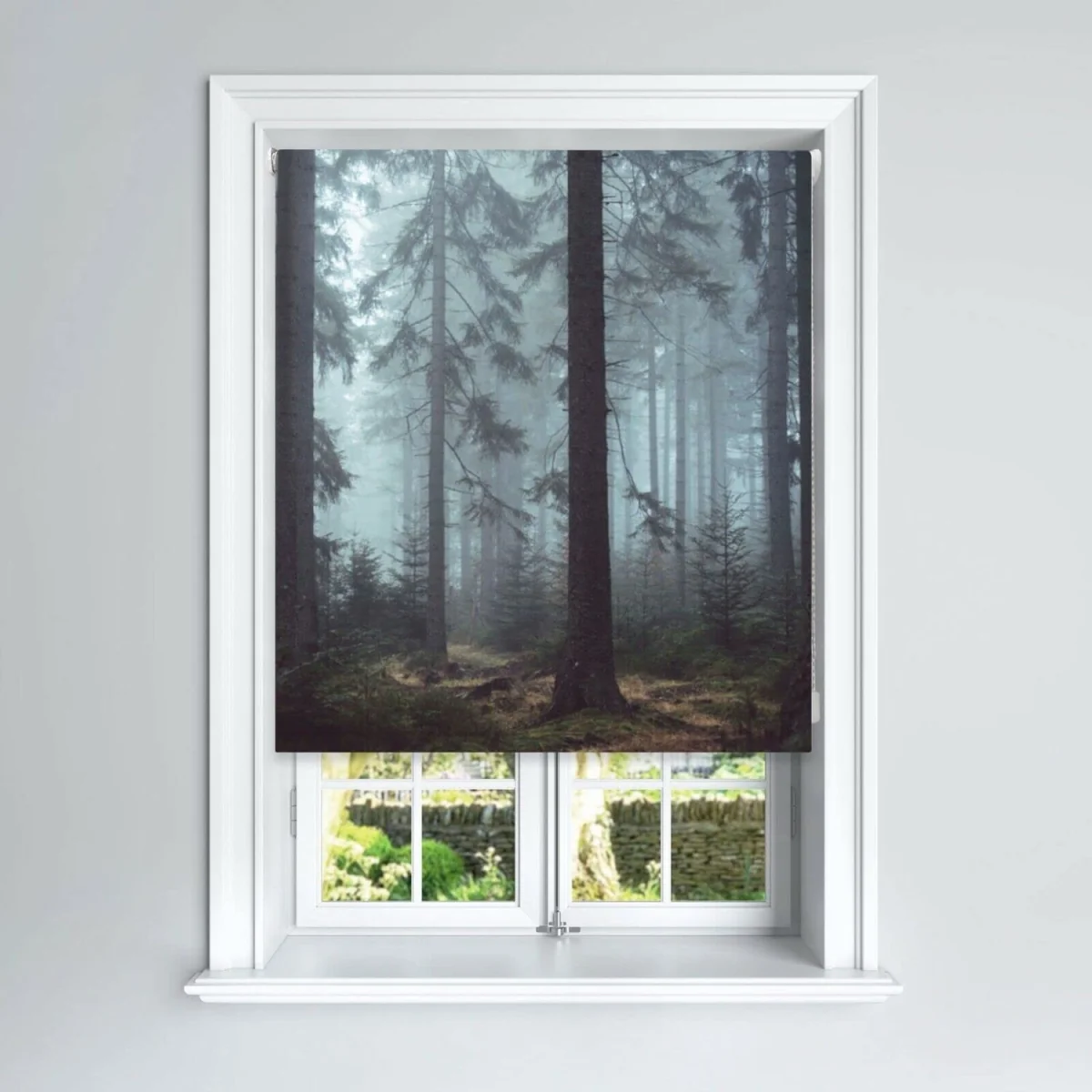 Foggy Woods Blackout Roller Blinds Easy Fit Child Safety Included - Green – image 1