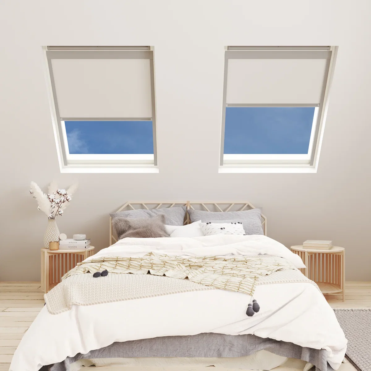 Bloc Skylight Blind for Velux Roof Window, Size SK06, Blackout White, White Frames - Silver Frame / PK08 / 76cm – image 2