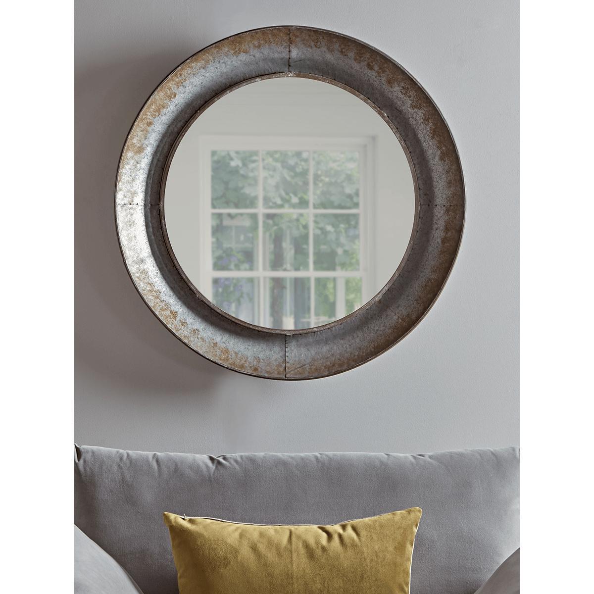 Industrial Style Round Metal Mirror – image 3